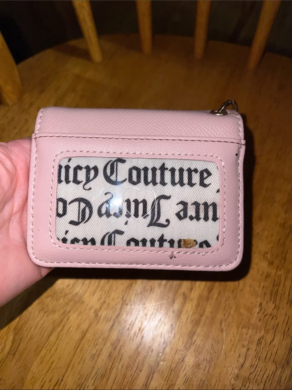 Juicy Couture Light Pink Heart Charm Card Holder Keychain